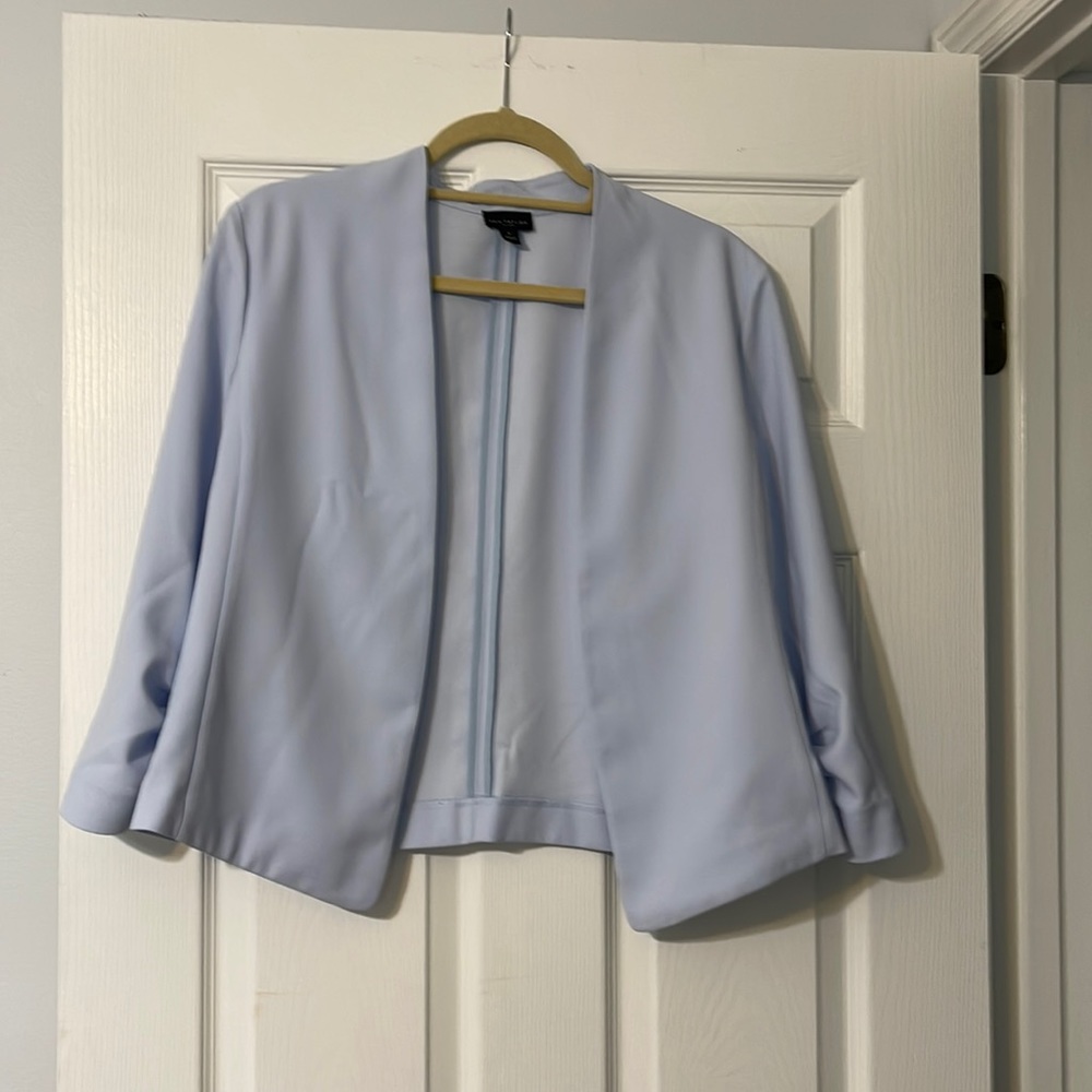 Pastel blue Ann Taylor factory 3/4 length sleeve jacket